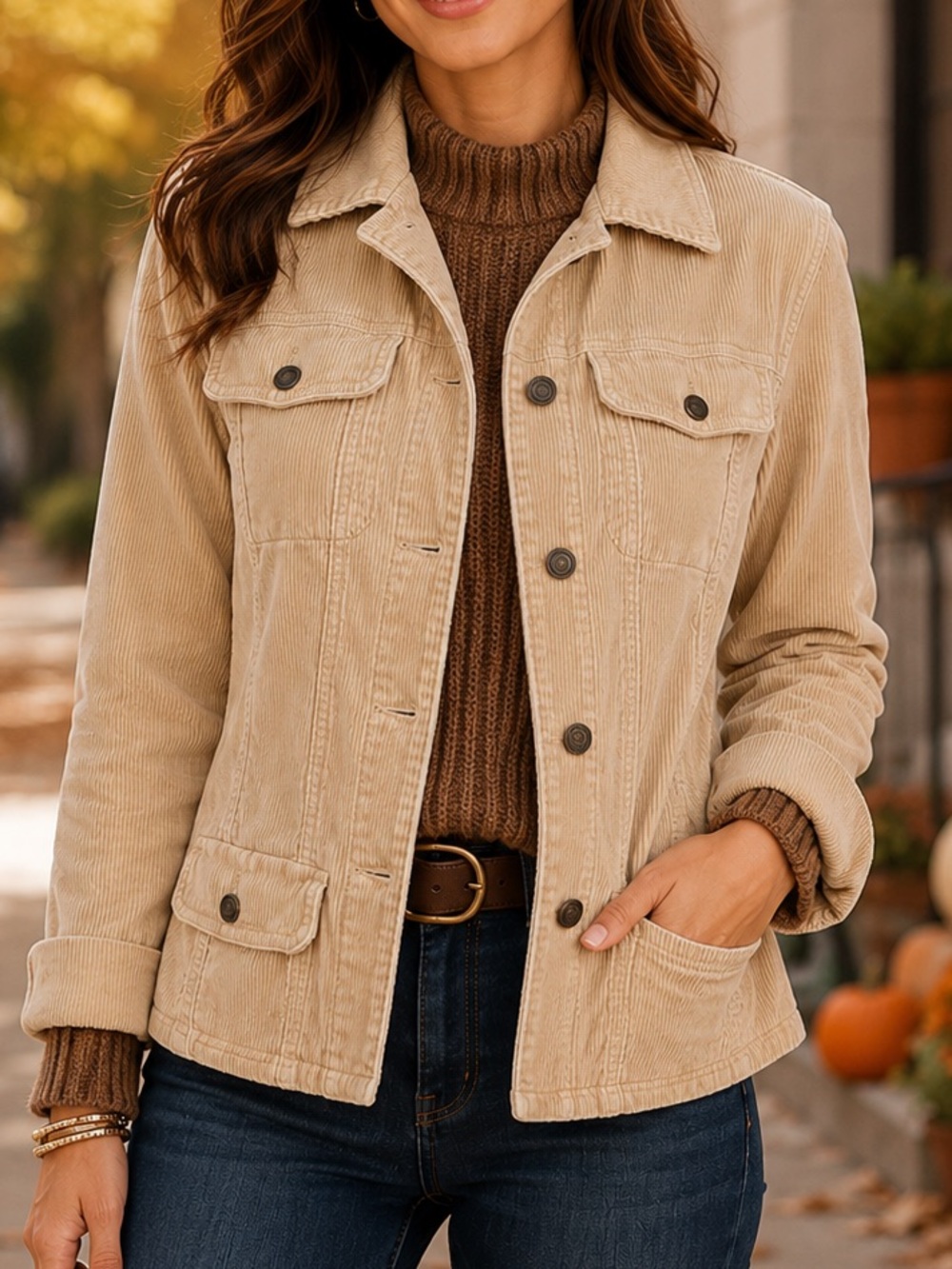 Chadwicks Cream Corduroy Jacket Size 10 Tailored Neutral Classic